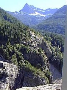 Looking up from Diablo Dam towards Devils Peak