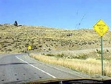 watch for ice sign on a high plains desert road